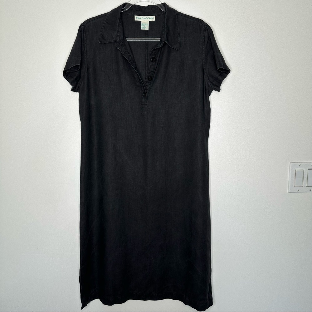 Mark Fore & Strike Vintage Black Linen Dress Shift Size L‎